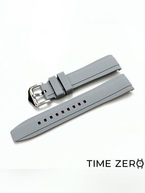 New Grey Curved End Rubber Watch Strap (The Element Collection) by Time Zero